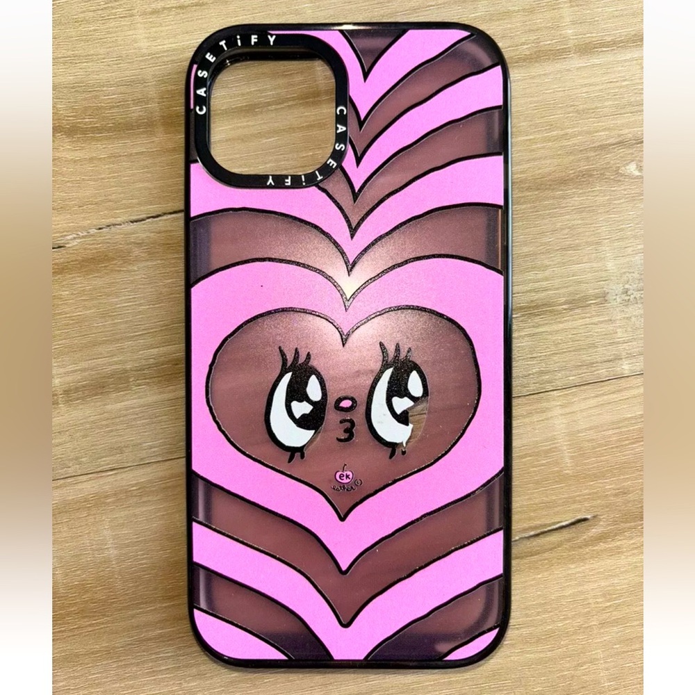 Casetify pink and black heart love yourself case
